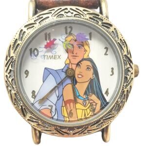 Disney X Timex Pocahontas Brass w Moving Leaves, Brown Band Watch
